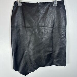 Vintage Y2K Black Leather Asymmetrical Skirt size 8